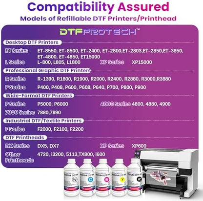 DTFPROTECH DTF Ink - 80% Usage Efficiency & High Opacity